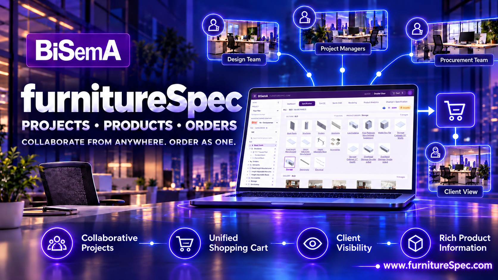 furnitureSpec connected projects, products, collaboration, and order management